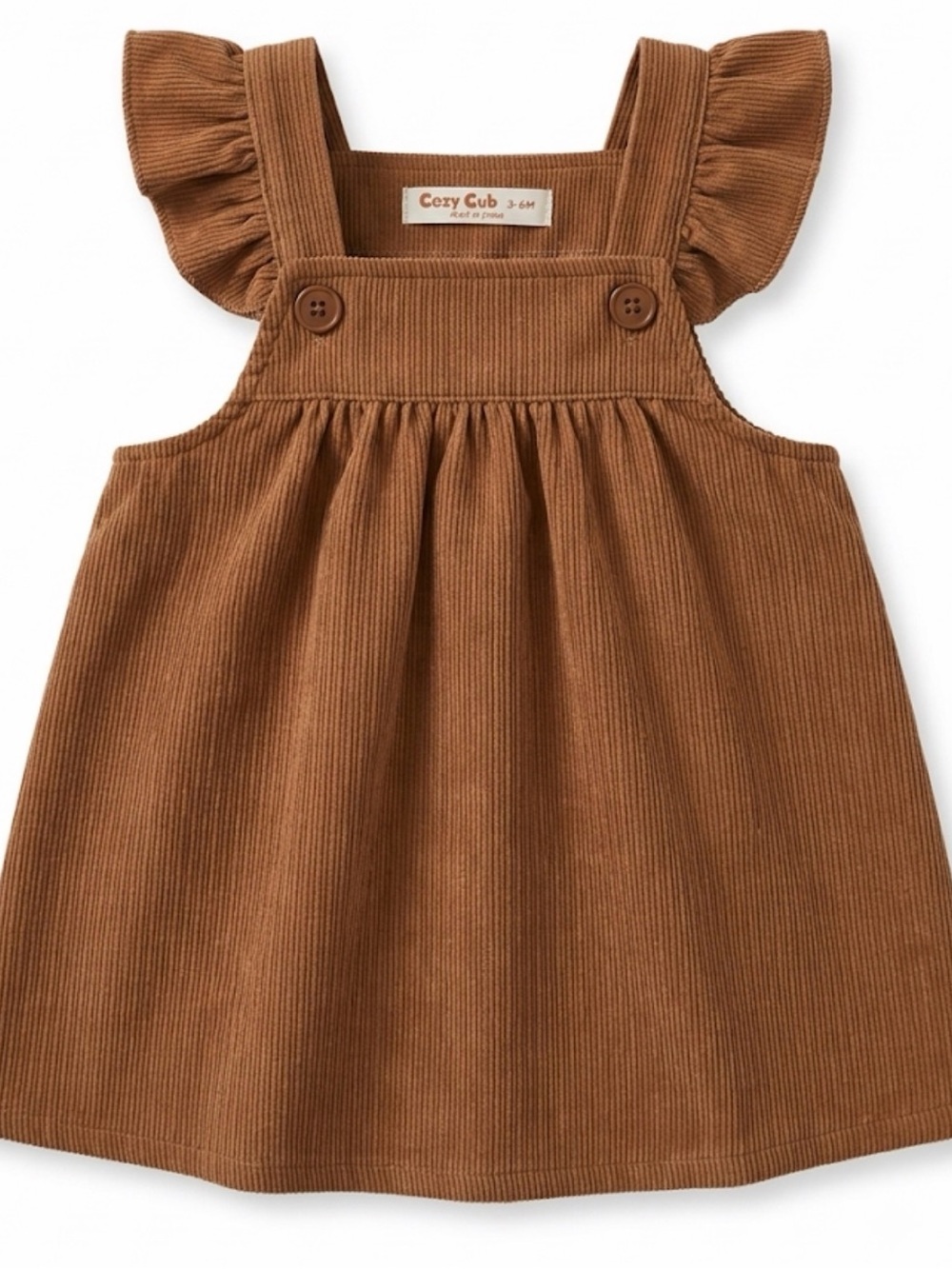 Girls' Corduroy Pinafore Dress in Brown